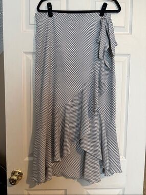 Max Studio Black and White Geometric Asymmetrical Wrap Skirt